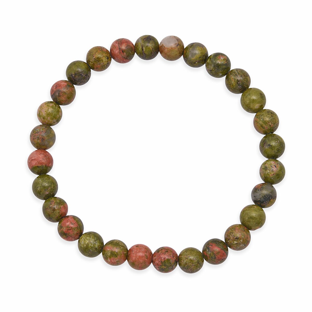Unakite 200.00 ctw Beaded Stretch Bracelet and Necklace (18 Inches) in Sterling Silver image number 6