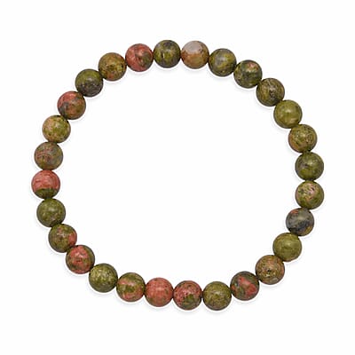Unakite 200.00 ctw Beaded Stretch Bracelet and Necklace (18 Inches) in Sterling Silver