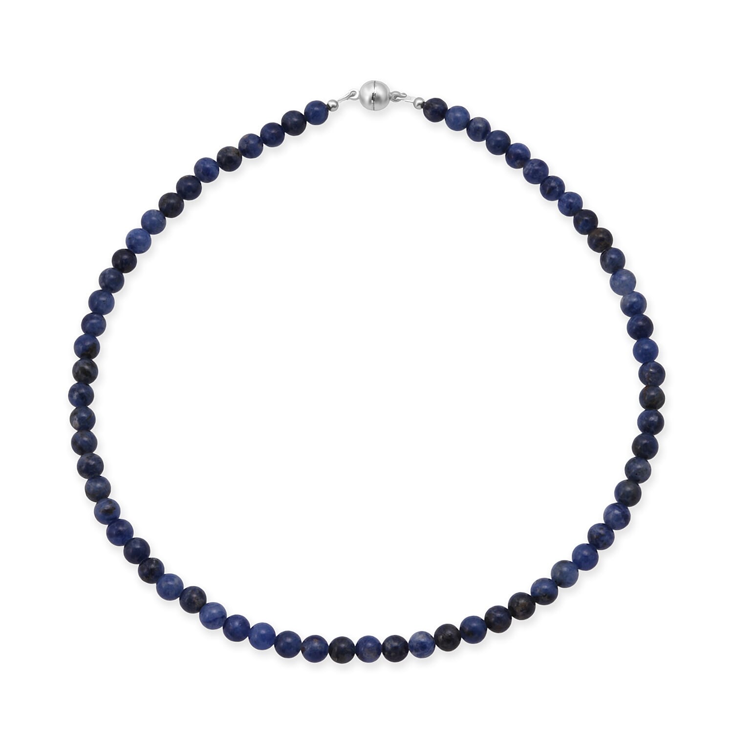 Sodalite 180.00 ctw Beaded Stretch Bracelet and Necklace (18 Inches) in Silvertone