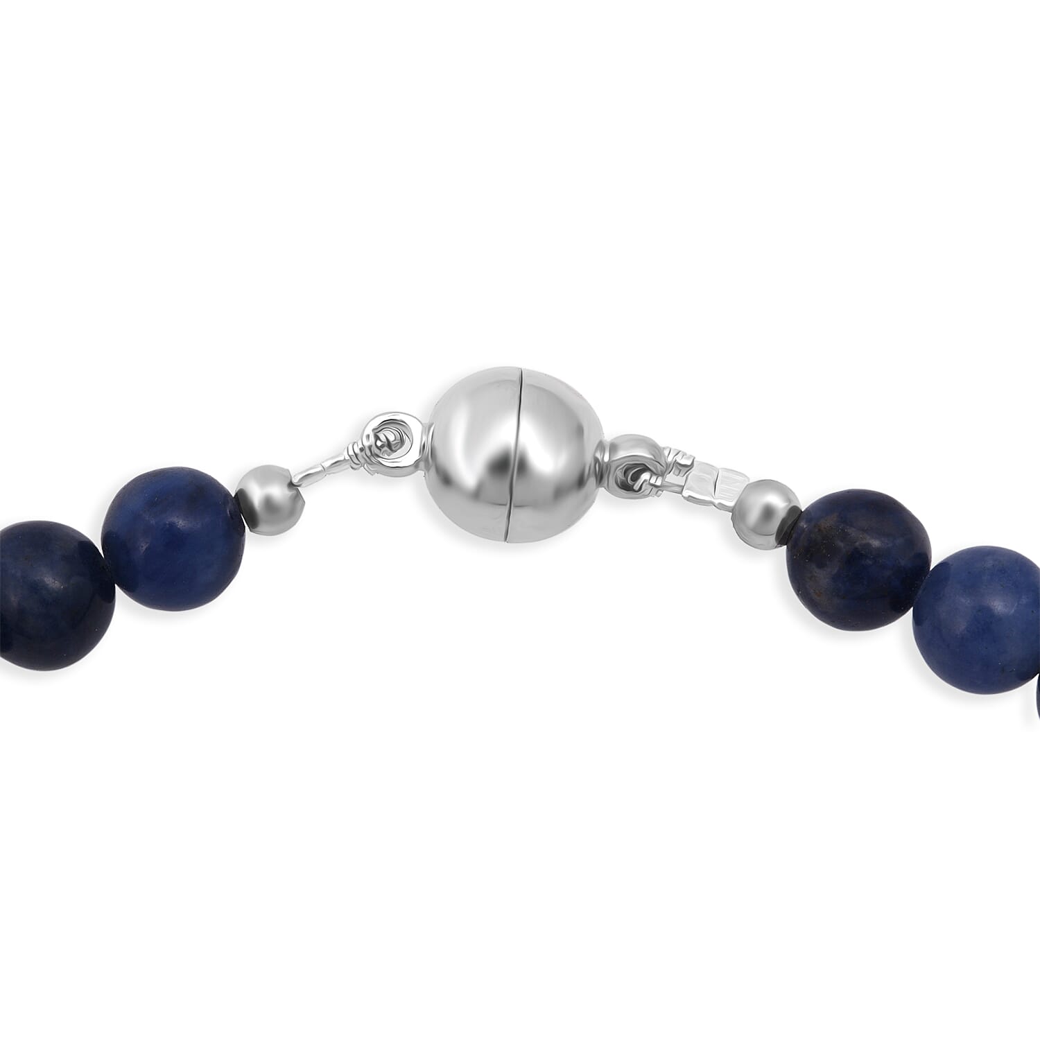 Sodalite 180.00 ctw Beaded Stretch Bracelet and Necklace (18 Inches) in Silvertone