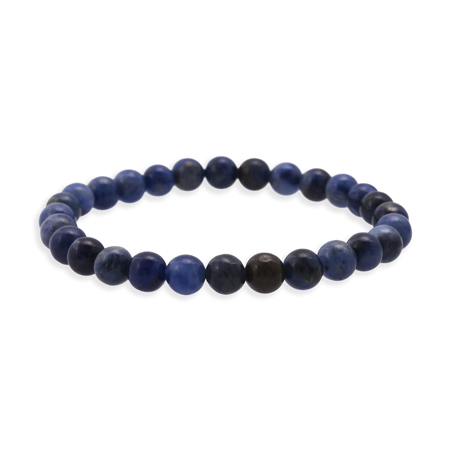 Sodalite 180.00 ctw Beaded Stretch Bracelet and Necklace (18 Inches) in Silvertone