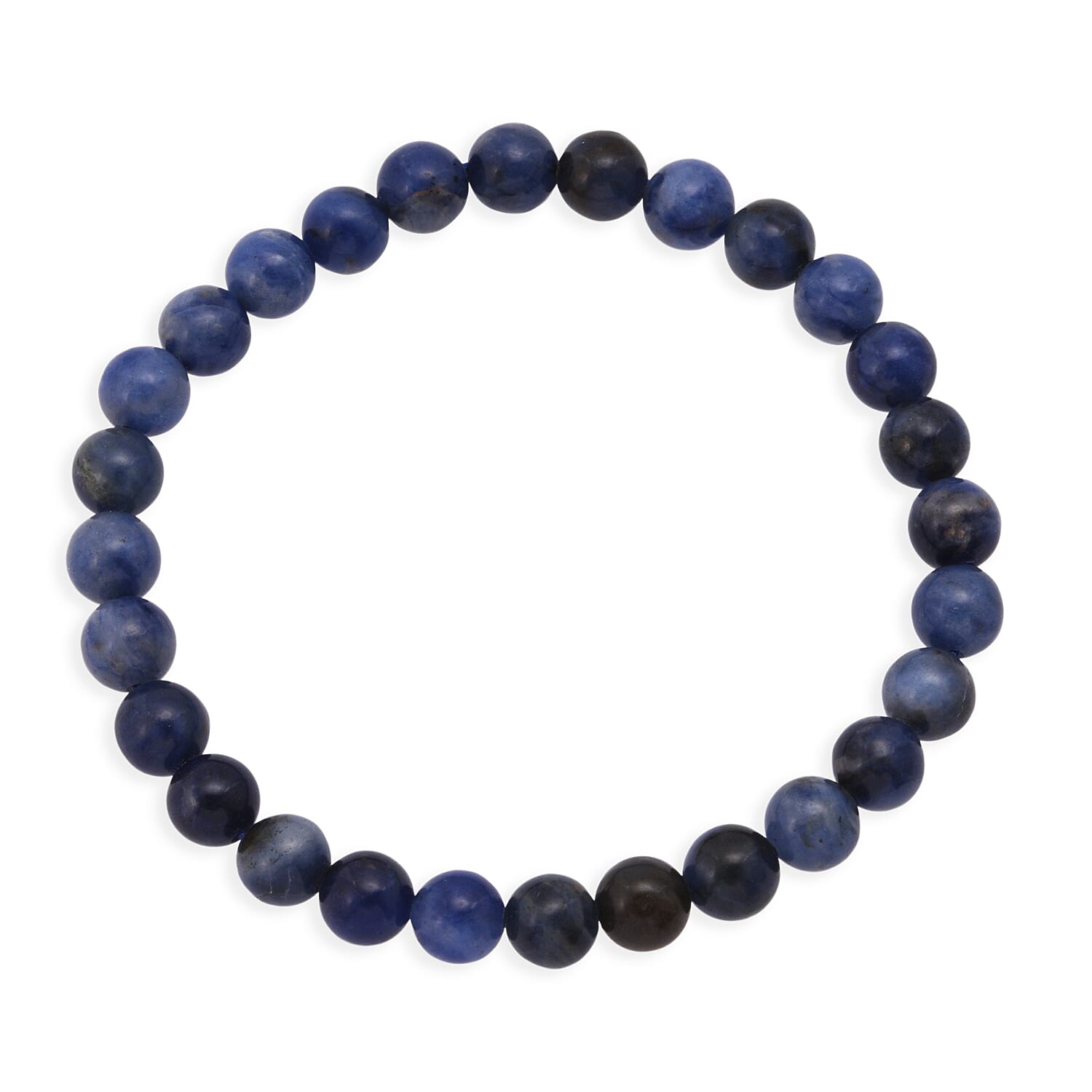 Sodalite 180.00 ctw Beaded Stretch Bracelet and Necklace (18 Inches) in Silvertone