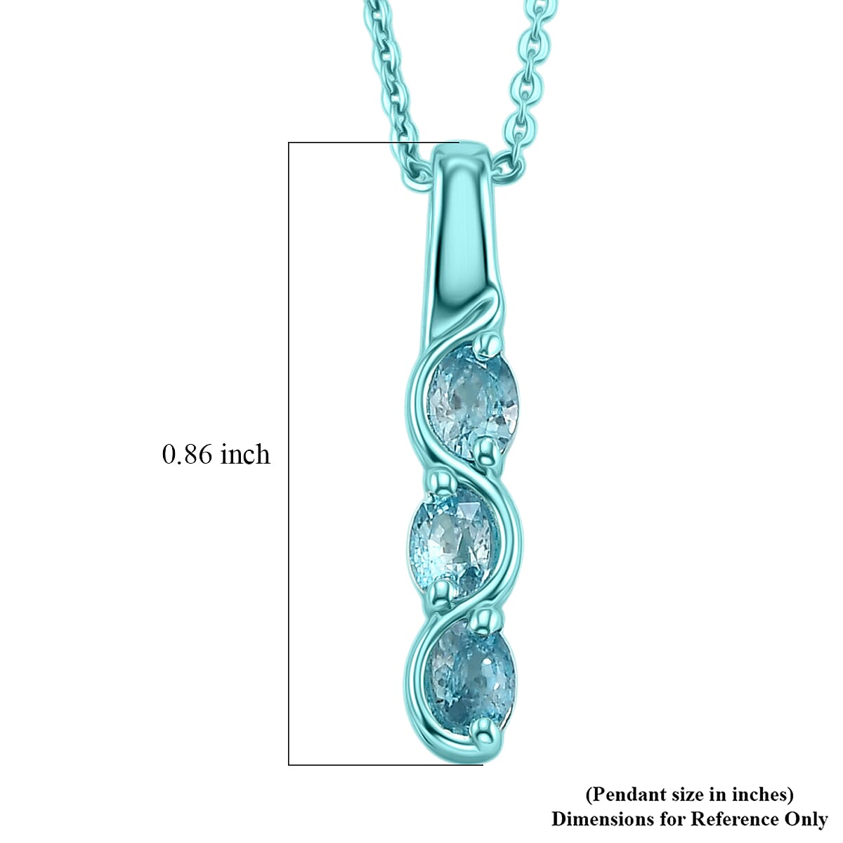D'Joy Premium Cambodian Blue Zircon 0.85 ctw Ocean Waves Pendant Necklace in Blue E-coat Sterling Silver 20 Inches  image number 5