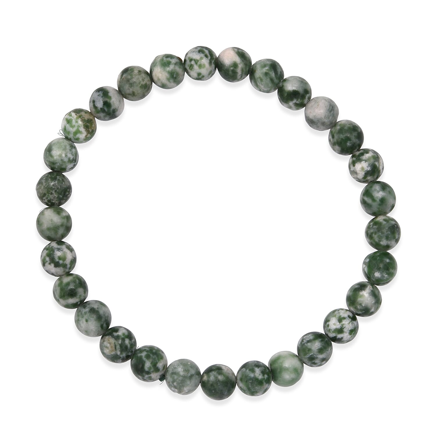 Tree Agate 200.00 ctw Beaded Stretch Bracelet and Necklace (18 Inches) in Silvertone