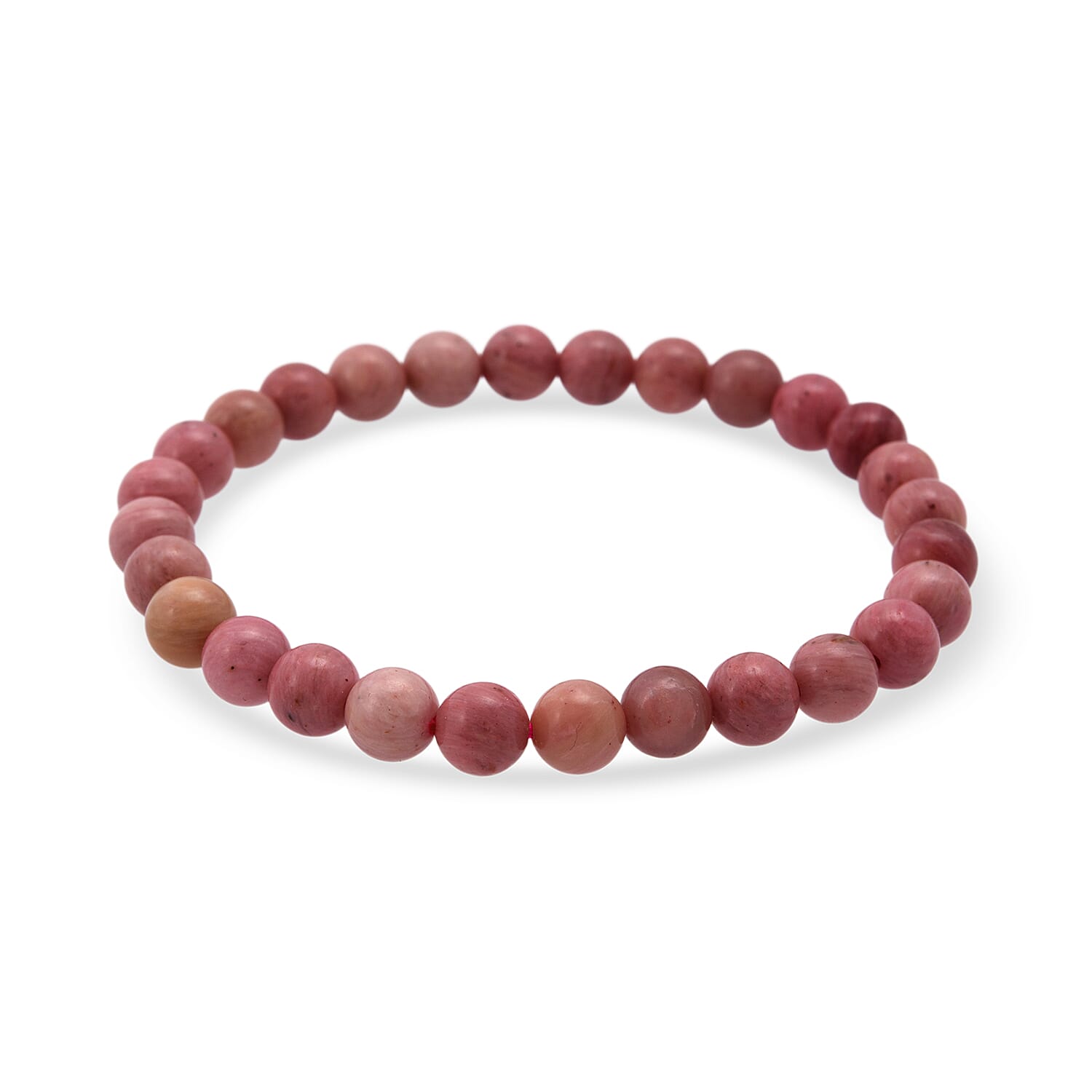 Rhodonite 225.00 ctw Beaded Stretch Bracelet and Necklace (18 Inches) in Silvertone