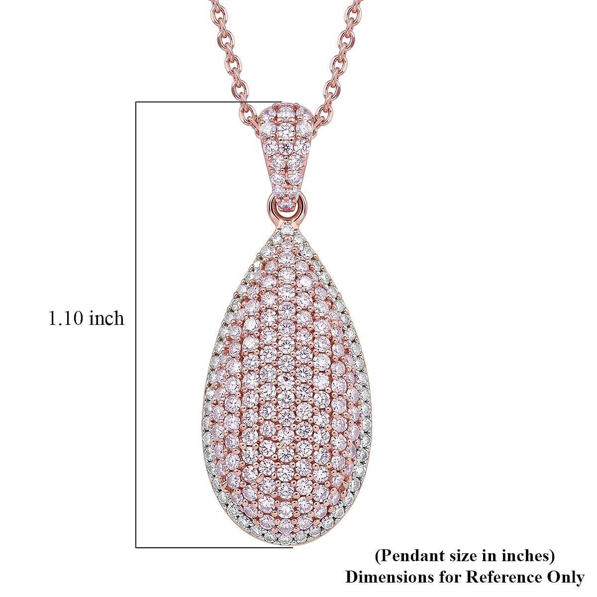 D'Joy Natural Pink and White Diamond 0.75 ctw Rose Silhouette Pendant Necklace in 18K Vermeil Rose Gold Over Sterling Silver 20 Inches