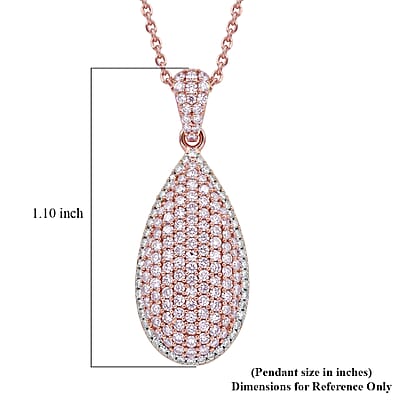 D'Joy Natural Pink and White Diamond 0.75 ctw Rose Silhouette Pendant Necklace in 18K Vermeil Rose Gold Over Sterling Silver 20 Inches