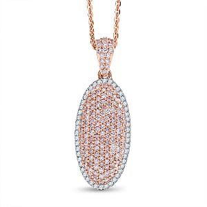 D'Joy Natural Pink and White Diamond 0.75 ctw Rose Silhouette Pendant Necklace in 18K Vermeil Rose Gold Over Sterling Silver (20 Inches)