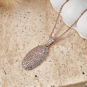 D'Joy Natural Pink and White Diamond 0.75 ctw Rose Silhouette Pendant Necklace in 18K Vermeil Rose Gold Over Sterling Silver (20 Inches)