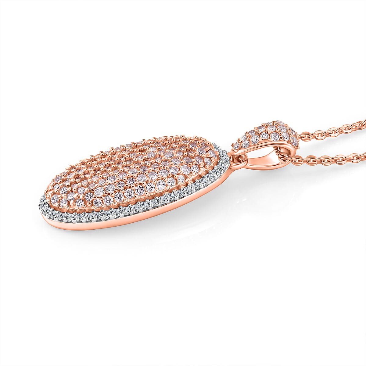 D'Joy Natural Pink and White Diamond 0.75 ctw Rose Silhouette Pendant Necklace in 18K Vermeil Rose Gold Over Sterling Silver (20 Inches) image number 3
