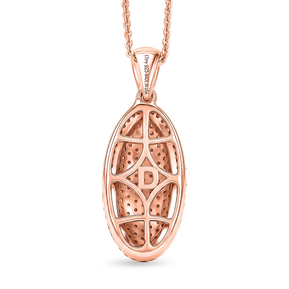 D'Joy Natural Pink and White Diamond 0.75 ctw Rose Silhouette Pendant Necklace in 18K Vermeil Rose Gold Over Sterling Silver (20 Inches) image number 4