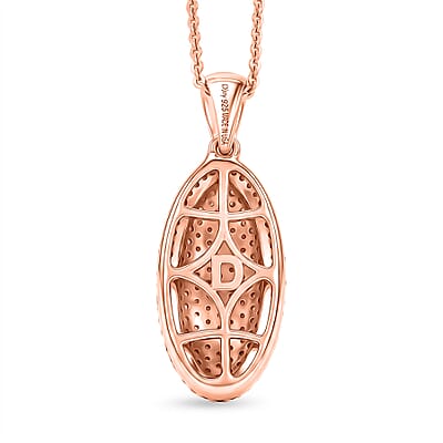 D'Joy Natural Pink and White Diamond 0.75 ctw Rose Silhouette Pendant Necklace in 18K Vermeil Rose Gold Over Sterling Silver (20 Inches)