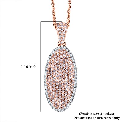 D'Joy Natural Pink and White Diamond 0.75 ctw Rose Silhouette Pendant Necklace in 18K Vermeil Rose Gold Over Sterling Silver (20 Inches)