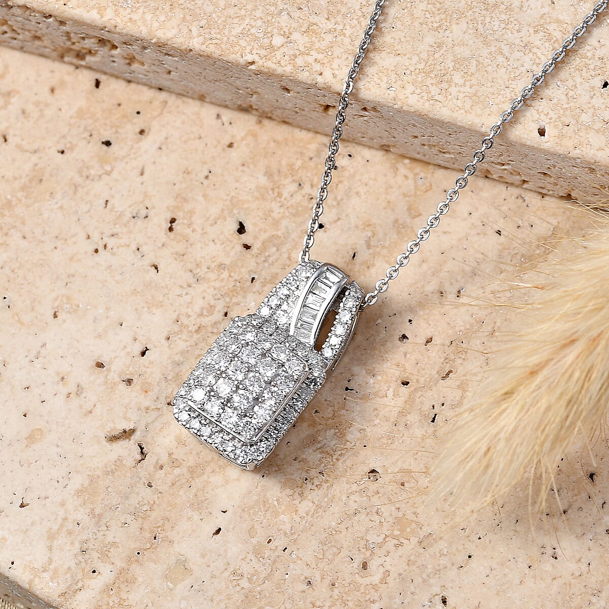 Luxuriant Lab Grown Diamond G-H SI 1.00 ctw Pendant Necklace in Rhodium Over Sterling Silver 20 Inches  image number 1
