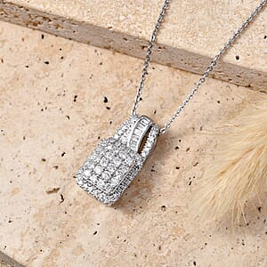 Luxuriant Lab Grown Diamond G-H SI 1.00 ctw Regal Wave Pendant Necklace in Rhodium Over Sterling Silver 20 Inches 