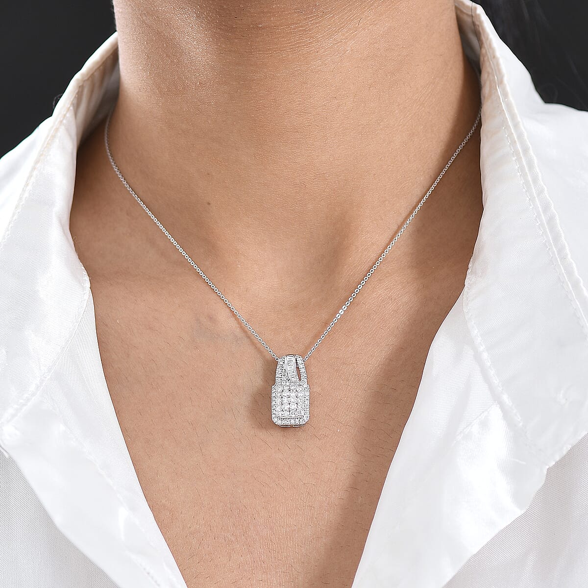Luxuriant Lab Grown Diamond G-H SI 1.00 ctw Pendant Necklace in Rhodium Over Sterling Silver 20 Inches  image number 2