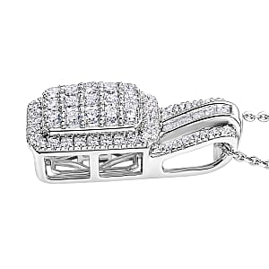 Luxuriant Lab Grown Diamond G-H SI 1.00 ctw Regal Wave Pendant Necklace in Rhodium Over Sterling Silver 20 Inches 