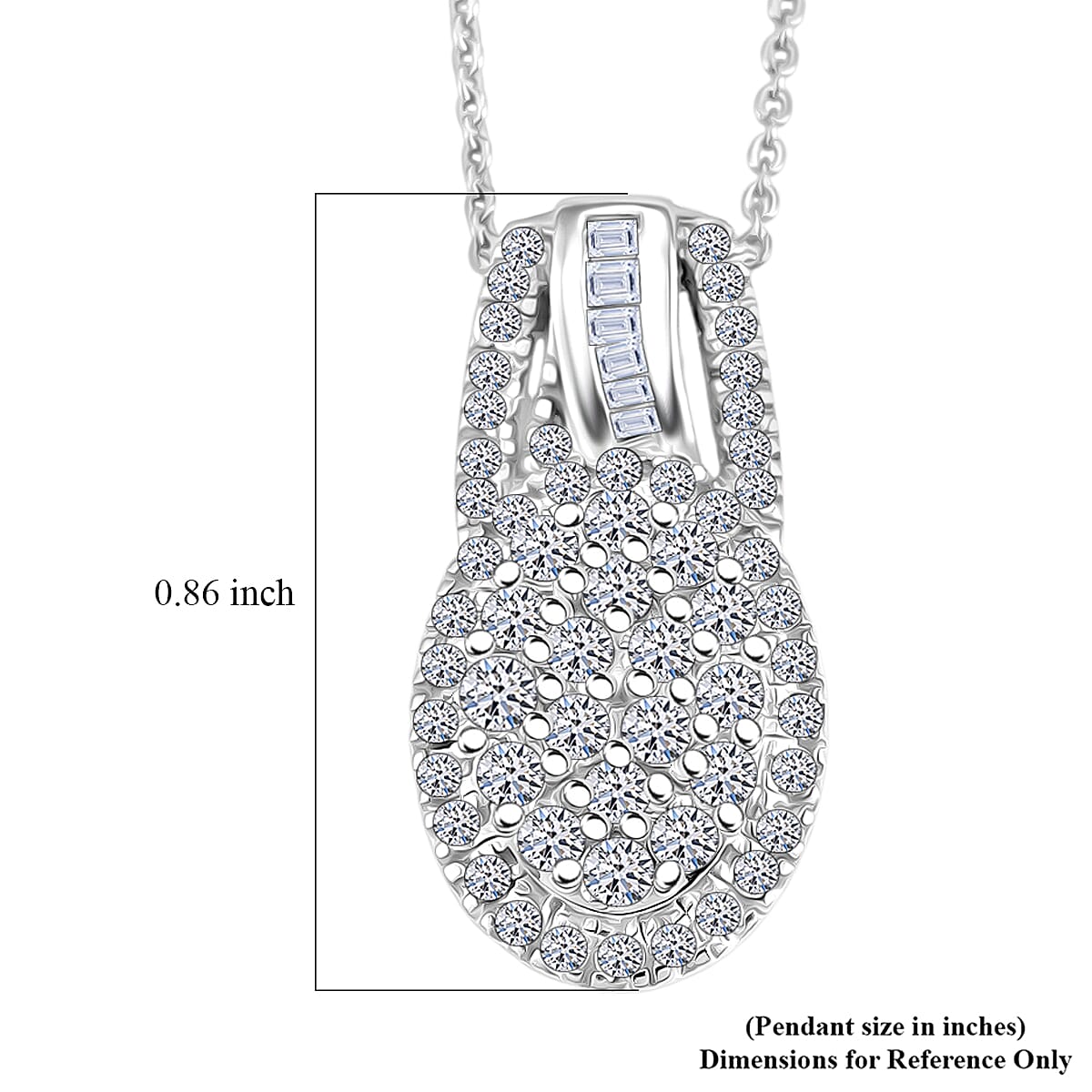 Luxuriant Lab Grown Diamond G-H SI 1.00 ctw Regal Wave Pendant Necklace in Rhodium Over Sterling Silver 20 Inches  image number 5