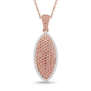 D'Joy Natural Pink and White Diamond 0.75 ctw Rose Silhouette Pendant Necklace in 18K Vermeil Rose Gold Over Sterling Silver 20 Inches 