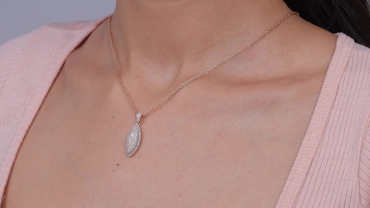 D'Joy Natural Pink and White Diamond Pendant Necklace (20 Inches) in 18K Vermeil RG Over Sterling Silver 0.75 ctw