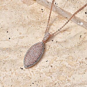 D'Joy Natural Pink and White Diamond 0.75 ctw Rose Silhouette Pendant Necklace in 18K Vermeil Rose Gold Over Sterling Silver 20 Inches 
