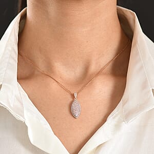 D'Joy Natural Pink and White Diamond 0.75 ctw Rose Silhouette Pendant Necklace in 18K Vermeil Rose Gold Over Sterling Silver 20 Inches 
