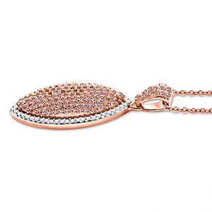 D'Joy Natural Pink and White Diamond 0.75 ctw Rose Silhouette Pendant Necklace in 18K Vermeil Rose Gold Over Sterling Silver 20 Inches 