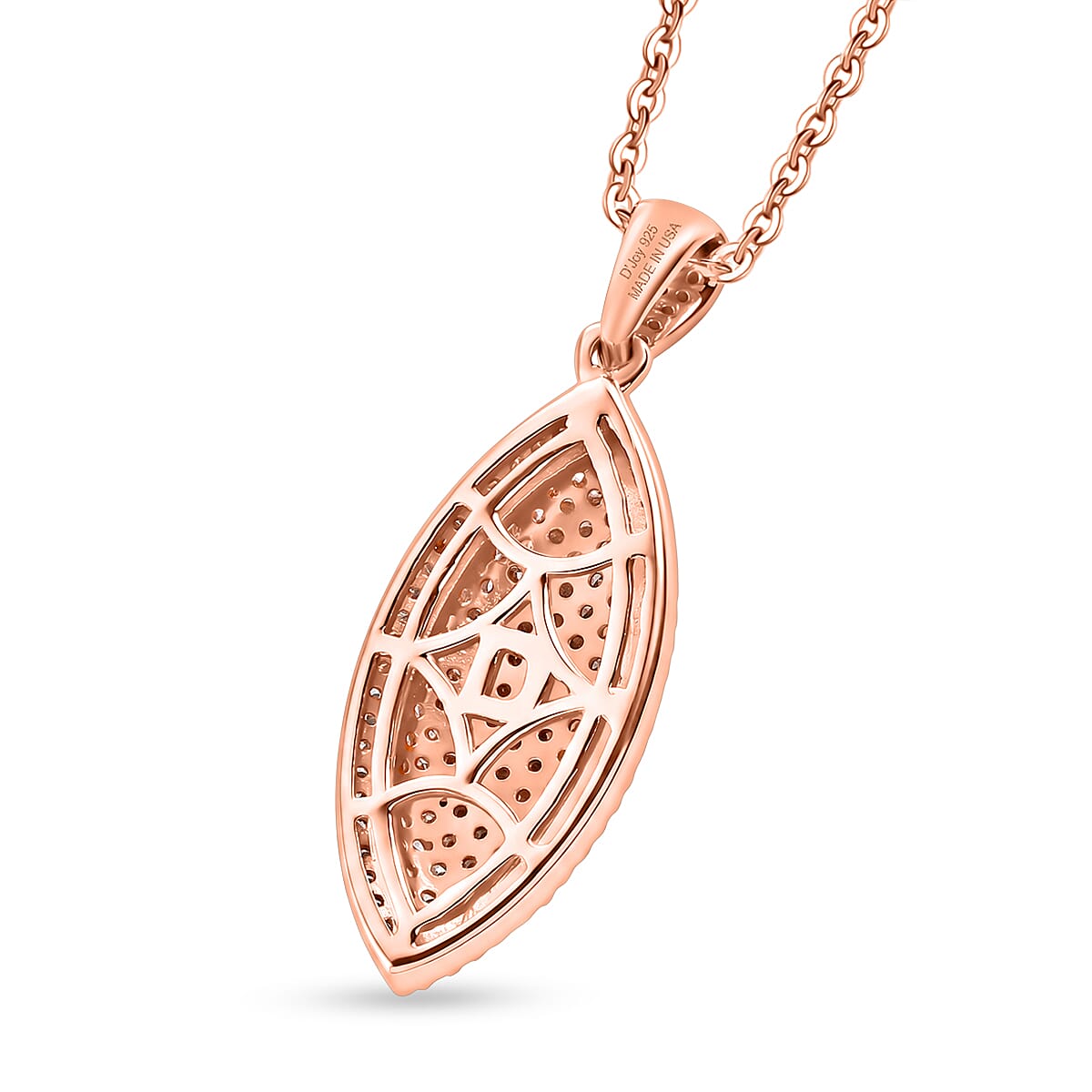 D'Joy Natural Pink and White Diamond 0.75 ctw Rose Silhouette Pendant Necklace in 18K Vermeil Rose Gold Over Sterling Silver 20 Inches  image number 4