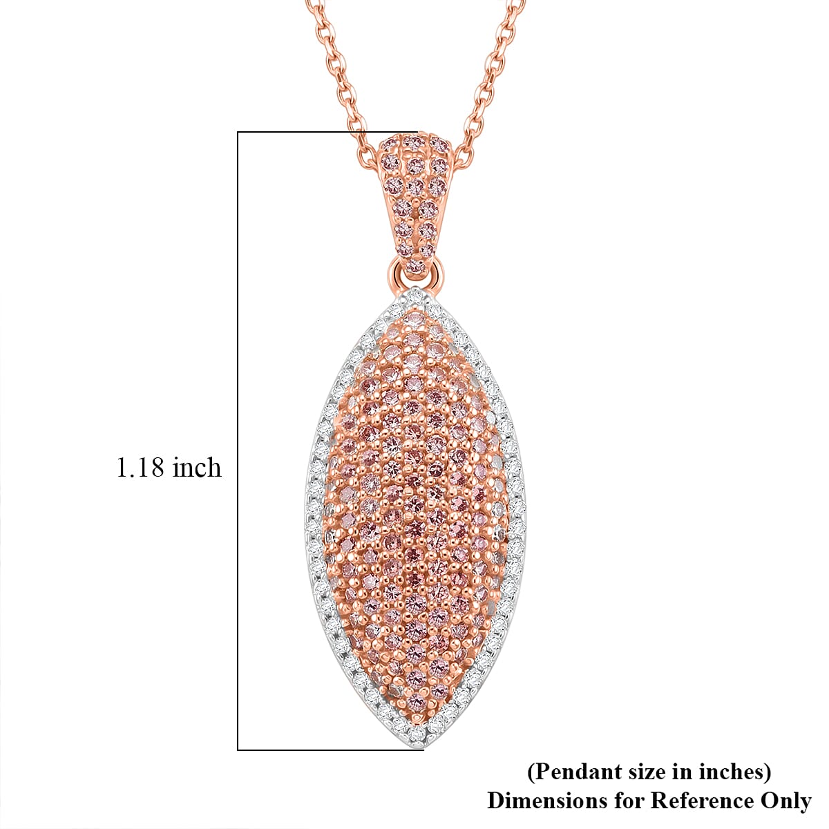 D'Joy Natural Pink and White Diamond 0.75 ctw Rose Silhouette Pendant Necklace in 18K Vermeil Rose Gold Over Sterling Silver 20 Inches  image number 5