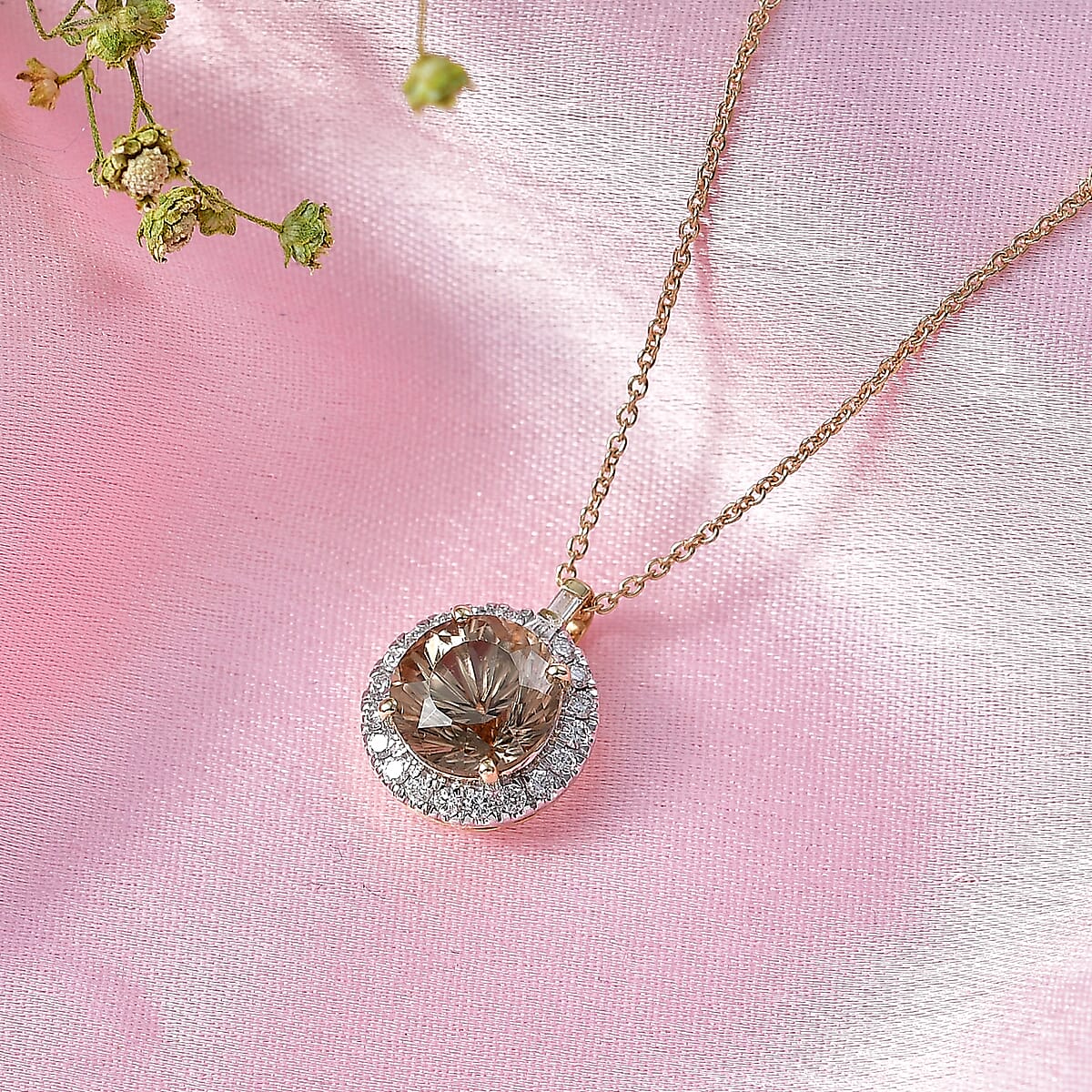 Certified & Appraised Luxoro AAA Hanabi Cut Turkizite and Diamond I2 3.78 ctw Pendant Necklace in 10K Yellow Gold (20 Inches) image number 1