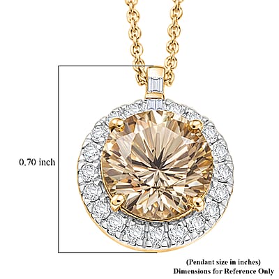 Certified & Appraised Luxoro AAA Hanabi Cut Turkizite and Diamond I2 3.78 ctw Pendant Necklace in 10K Yellow Gold (20 Inches)