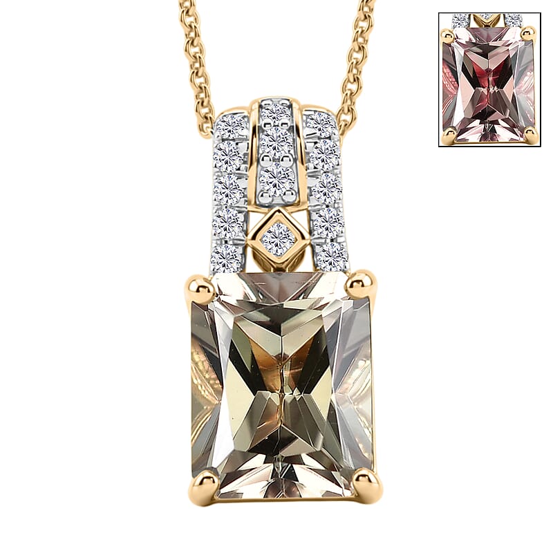 Certified & Appraised Luxoro AAA Turkizite and Diamond I2 4.04 ctw Pendant Necklace in 10K Yellow Gold (20 Inches)