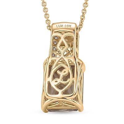 Certified & Appraised Luxoro AAA Turkizite and Diamond I2 4.04 ctw Pendant Necklace in 10K Yellow Gold (20 Inches)