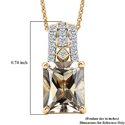 Certified & Appraised Luxoro AAA Turkizite and Diamond I2 4.04 ctw Pendant Necklace in 10K Yellow Gold (20 Inches)