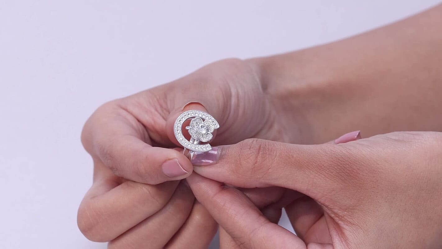 D'Joy White Topaz Set of 2 Ring in Rhodium Over Sterling Silver (Size 5.0) 1.10 ctw