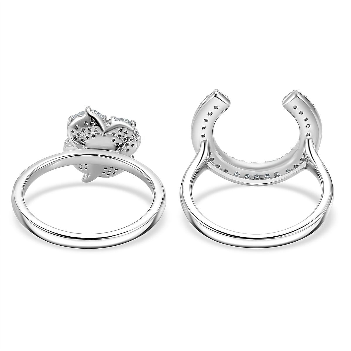 D'Joy White Topaz 1.10 ctw Set of 2 Ring in Rhodium Over Sterling Silver (Size 7.0) image number 6