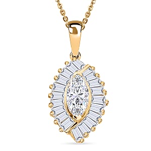 D'Joy White Topaz 1.65 ctw Pendant Necklace in 18K Vermeil Yellow Gold Over Sterling Silver 20 Inches 