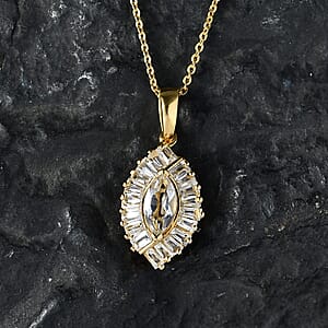 D'Joy White Topaz 1.65 ctw Pendant Necklace in 18K Vermeil Yellow Gold Over Sterling Silver 20 Inches 