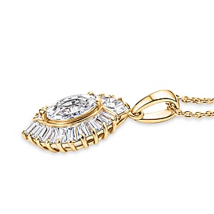 D'Joy White Topaz 1.65 ctw Pendant Necklace in 18K Vermeil Yellow Gold Over Sterling Silver 20 Inches 