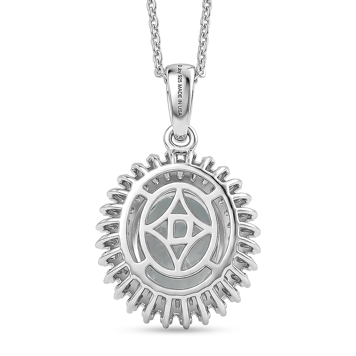 D'Joy Premium Mangoro Santo Aquamarine and Diamond 2.60 ctw Daisy Flower Pendant Necklace in Rhodium Over Sterling Silver (20 Inches)