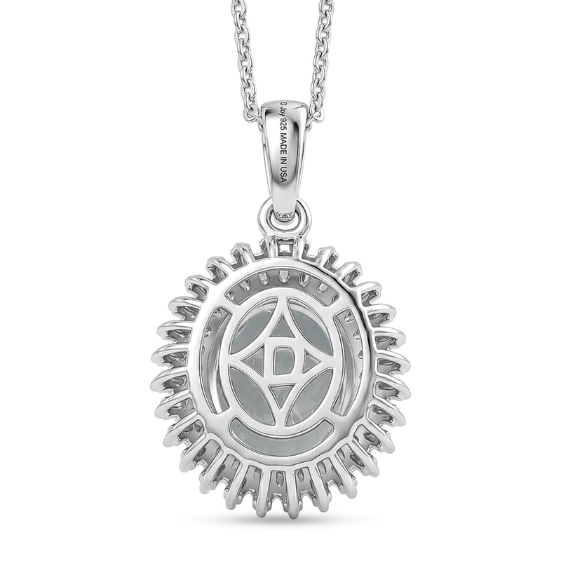 Doorbuster D'Joy Premium Mangoro Santo Aquamarine and Diamond 2.60 ctw Daisy Flower Pendant Necklace in Rhodium Over Sterling Silver (20 Inches)