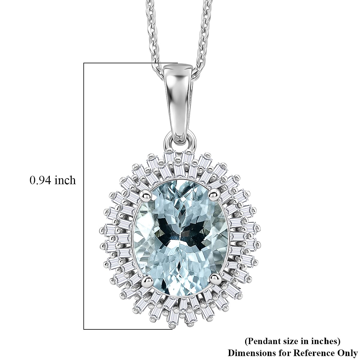 D'Joy Premium Mangoro Santo Aquamarine and Diamond 2.60 ctw Daisy Flower Pendant Necklace in Rhodium Over Sterling Silver (20 Inches)