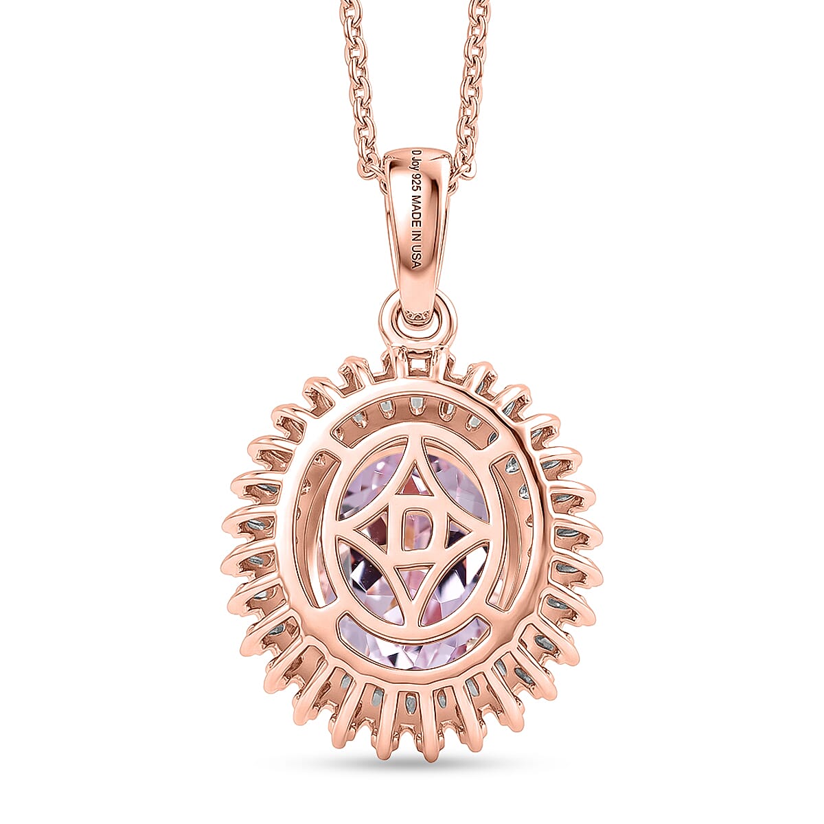 D'Joy Premium Martha Rocha Kunzite, Diamond 3.65 ctw Daisy Flower Pendant Necklace in 18K Vermeil Rose Gold Over Sterling Silver (20 Inches) image number 4
