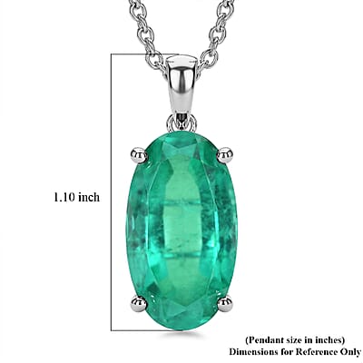 D'Joy Emeraldine Quartz (Triplet) 9.80 ctw Pendant in Platinum Over Sterling Silver with Stainless Steel Necklace (20 Inches)