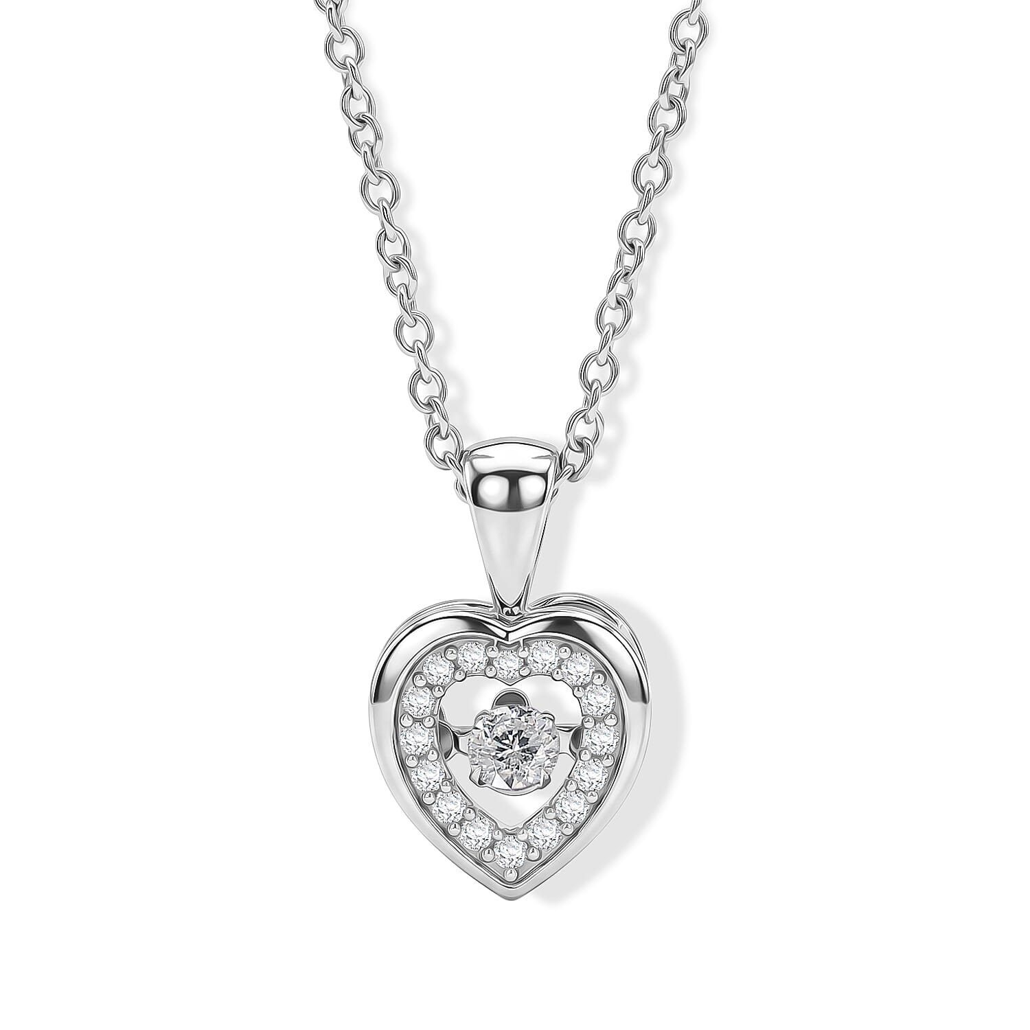 D'Joy Tanzanite, Moissanite Pendant in Platinum Over Sterling Silver with Stainless Steel Necklace (20 Inches) 0.50 ctw
