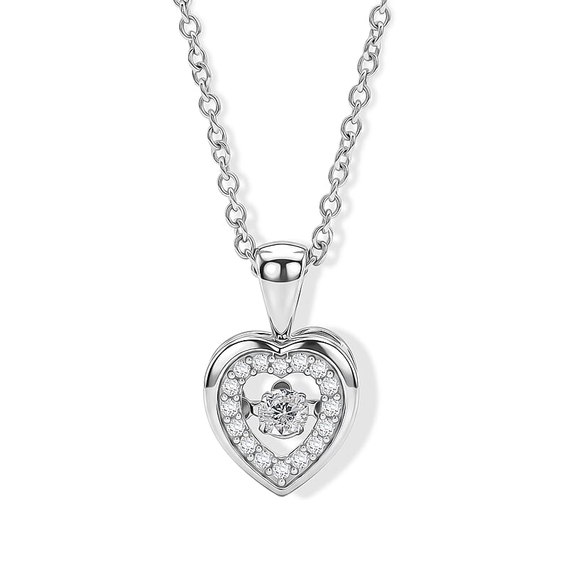 D'Joy Moissanite 0.50 ctw Pendant in Platinum Over Sterling Silver with Stainless Steel Necklace 20 Inches