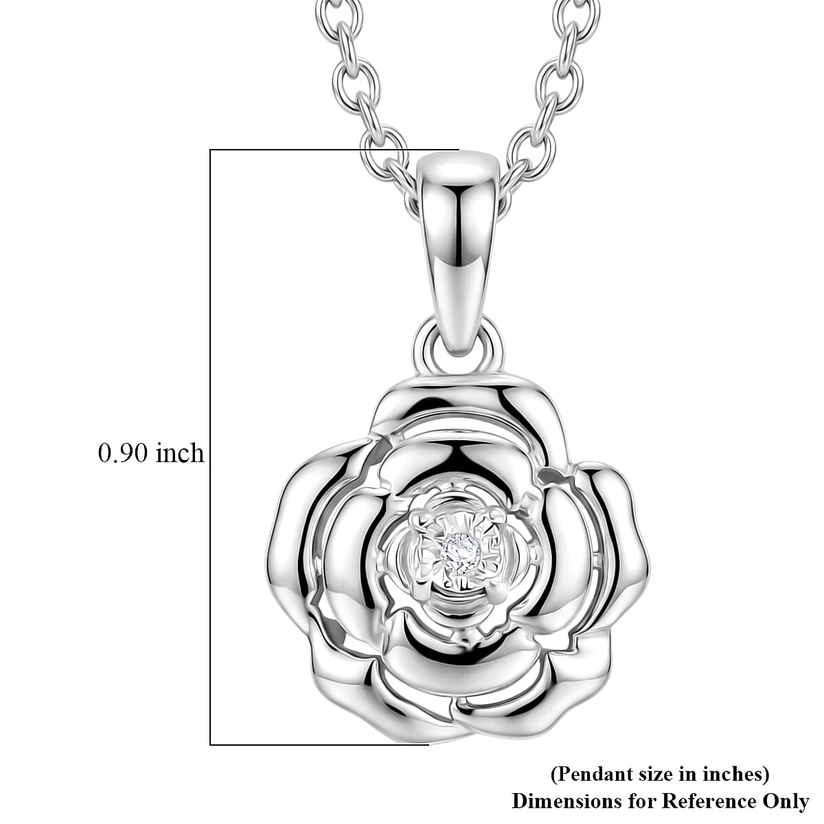 D'Joy Diamond Accent Pendant in Platinum Over Sterling Silver with Stainless Steel Necklace 20 Inches