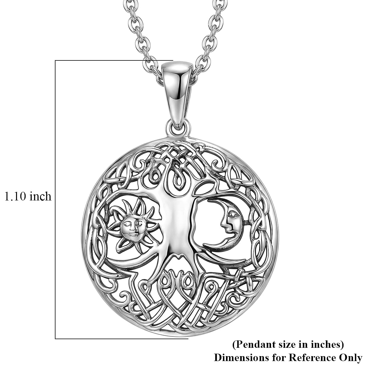 D'Joy Tree of Life Pendant in Sterling Silver with Stainless Steel 4.45 Grams 20 Inches