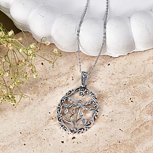 D'Joy Dragonfly Pendant in Sterling Silver with Stainless Steel (20 Inches)
