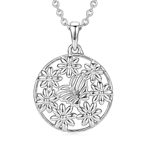 D'Joy Butterfly Pendant in 18K Vermeil Yellow Gold Over Sterling Silver with Stainless Steel Necklace 20 Inches
